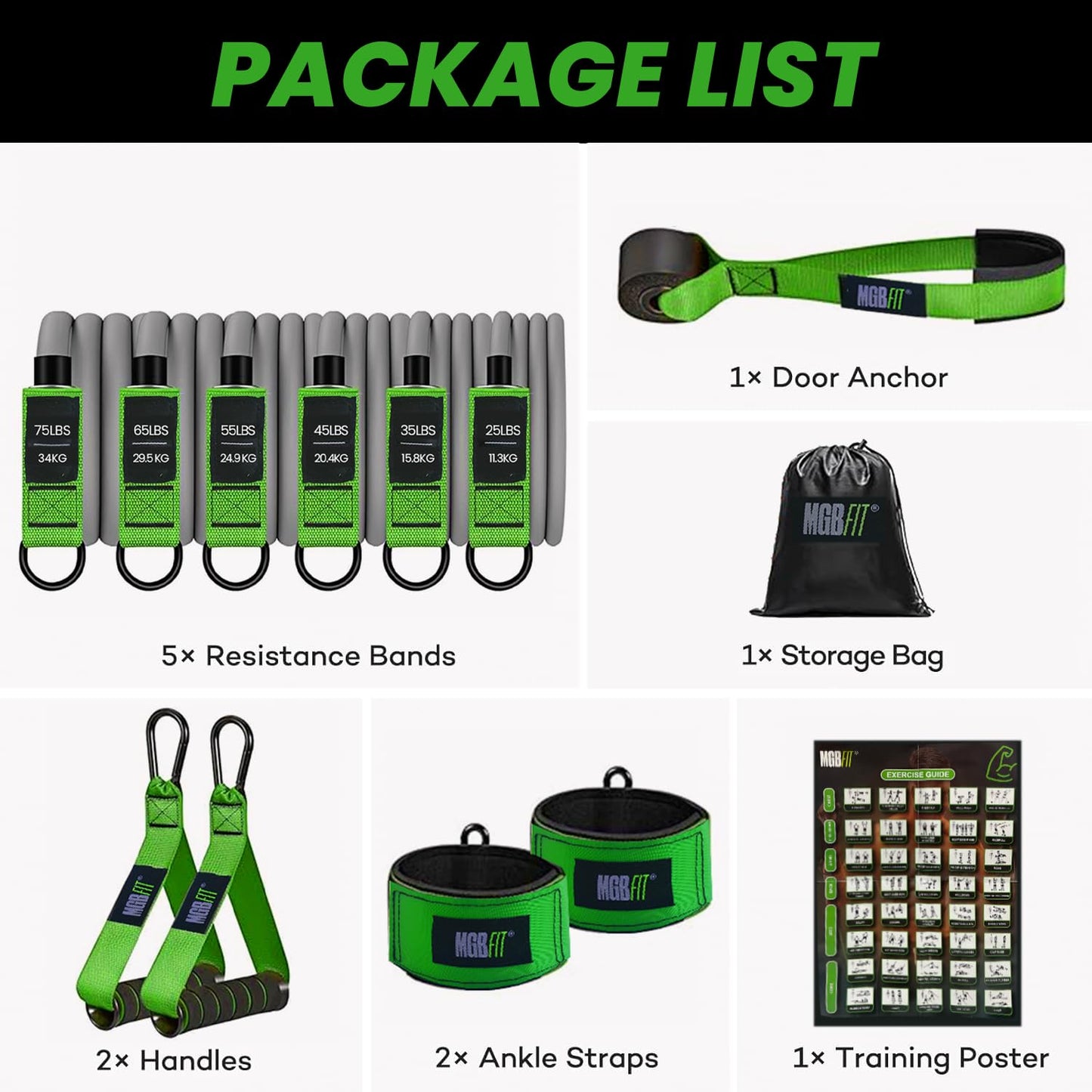 Resistance Bands Set 300lbs - Heavy Duty Fitness Bands with Handles for Strength Training, Door Anchor, Ankle Straps, and Carrying Bag for Home Gym and Full Body Workouts