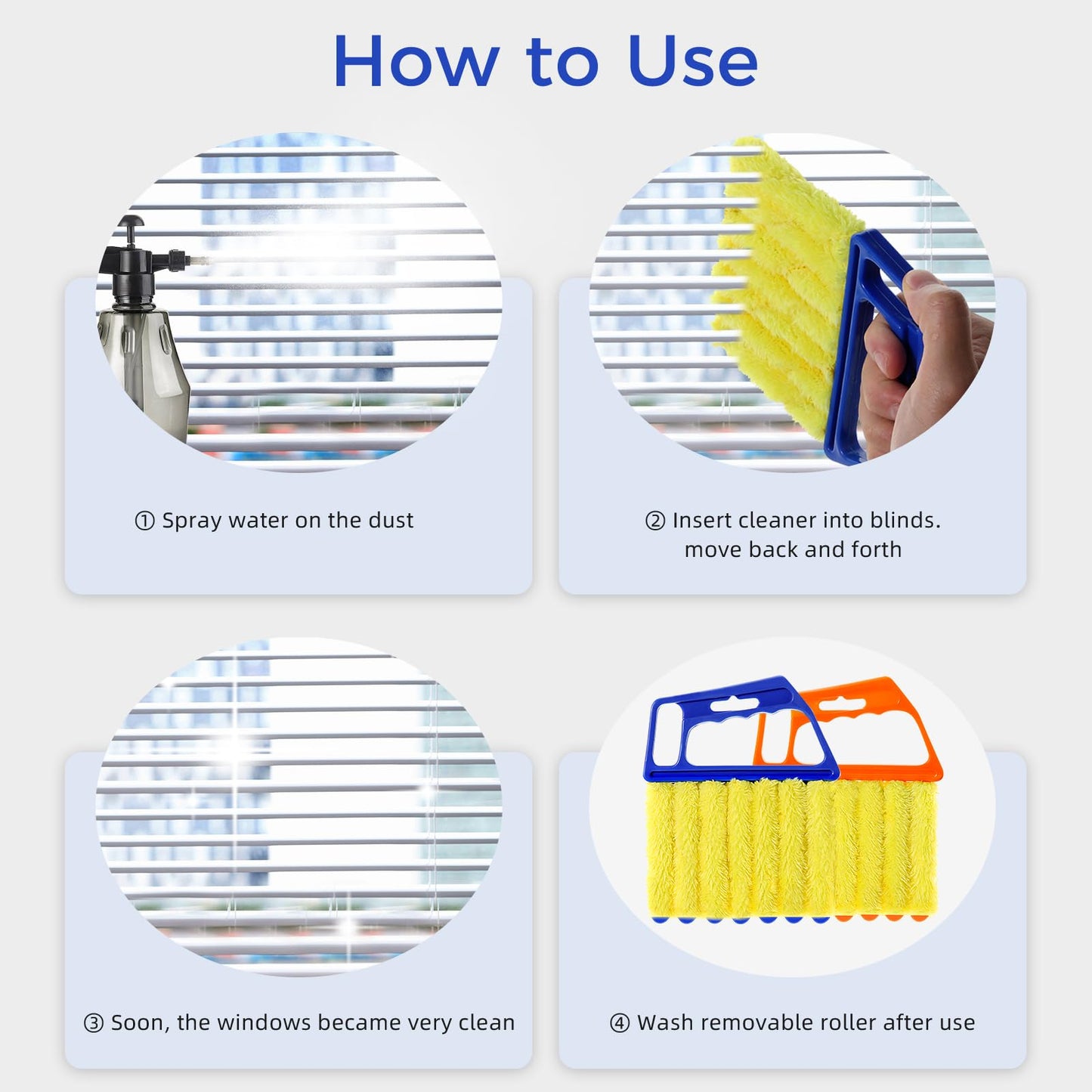 4Pcs Window Venetian Blind Cleaner Duster Tool,Washable 7 Fingers Dusting Cleaner and Air Vent Cleaner,Shutter Cleaner Brush,Blinds Air Conditioner Keyboard Fan Duster Dirt Housekeeping Tool