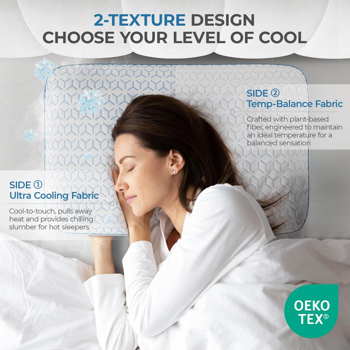 Sweetnight Cooling Pillows Queen Size Set of 2, Shredded Memory Foam Pillows 2 Pack for Hot Sleepers, Cold Bed Pillows for Sleeping, Washable with Removable Cover, Cool Night