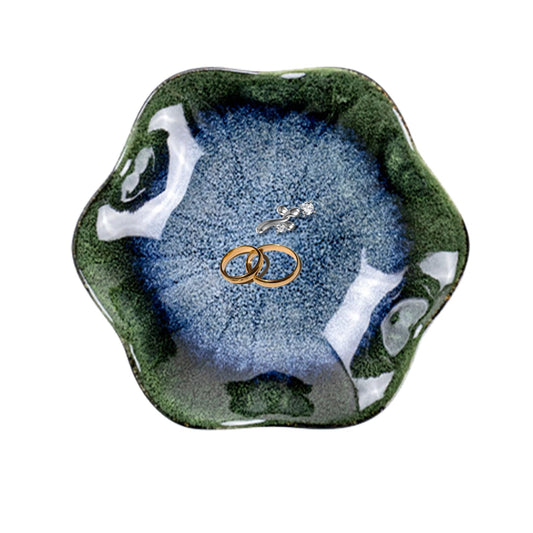dazuihou Ceramic Trinket Dish, Ring Tray, Decorative Jewelry Dish, Decoration Plate for Earrings, Rings, Jewelry Dish Holder, Key Bowl, Trinket Tray, Earring Holder for Women (Blues Grass Green)