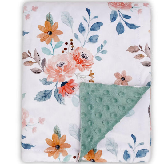 BORITAR Baby Blankets Super Soft Plush Mink Fabric for Boys Girls,Elegant Multicolor Floral Receiving Blankets with Double Layer Dotted Backing for Newborn,Toddler,Shower Gifts 30 x 40 Inch