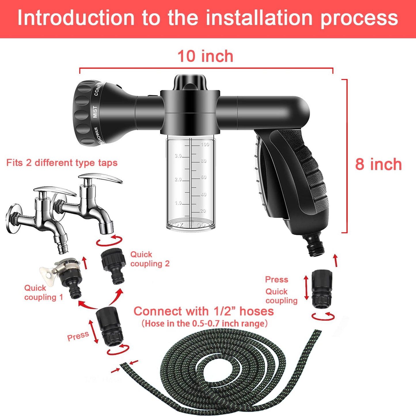 LIANXIN Car Wash Kit Car Wash Cleaning Kit Car Wash Foam Gun Sprayer Microfiber Sponge and Towels Car Foam Gun Tire Brush Collapsible Bucket Car Washing Kit