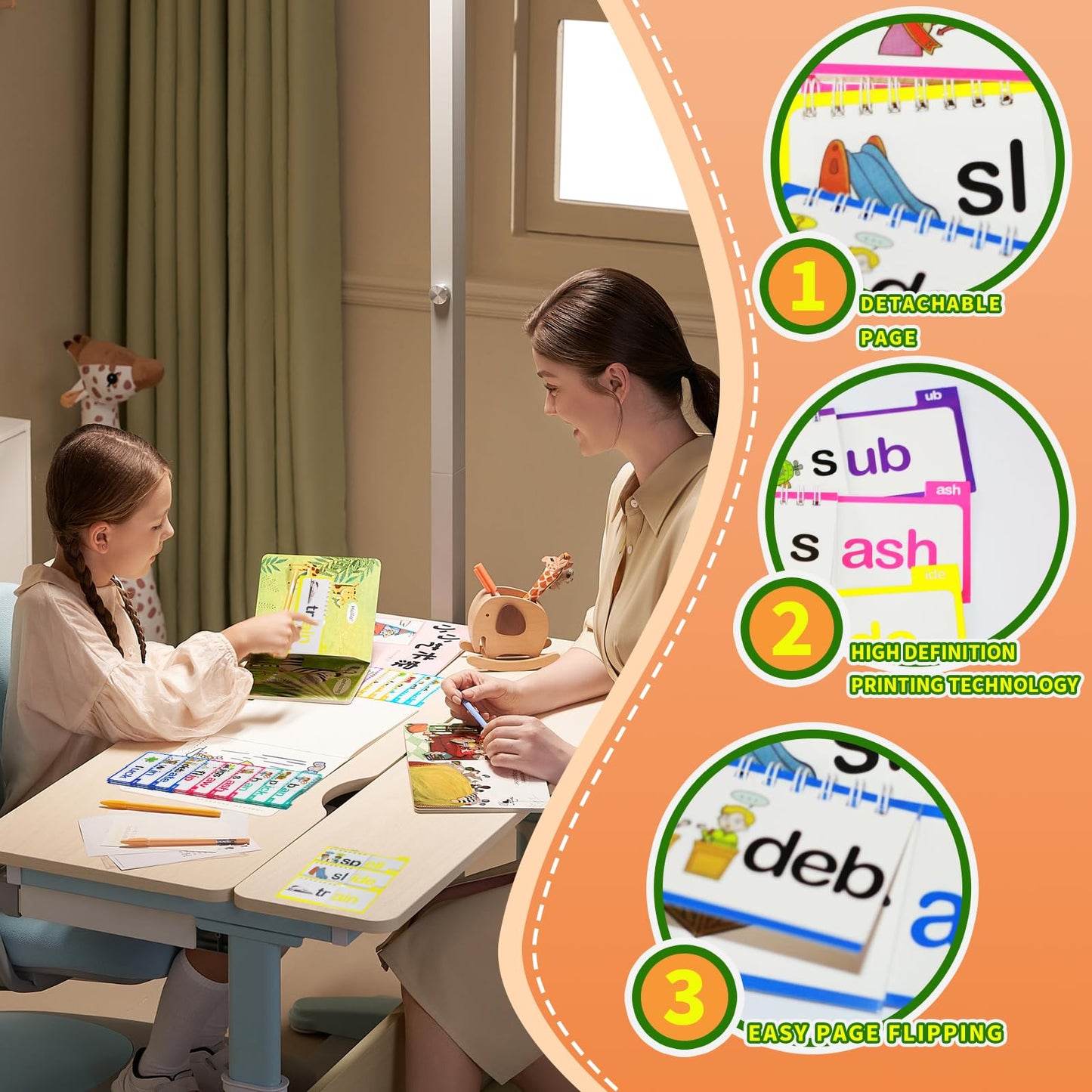 30 Read and Rhyme Flip Books - Word Family Flip Books, Read and Rhyme Flip Cards, ABC Vocabulary Flash Cards for Educational Reading Games