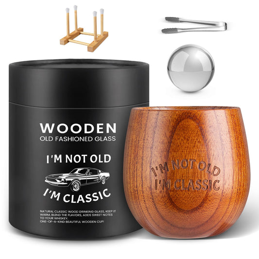 Wooden Old Fashioned Whiskey Glass, Personalized Handmade Etched Bourbon Drinking Glass, Bourbon Whiskey Gifts for Men, Dad, or Brother, Father's Day, Anniversary, Birthday Gifts