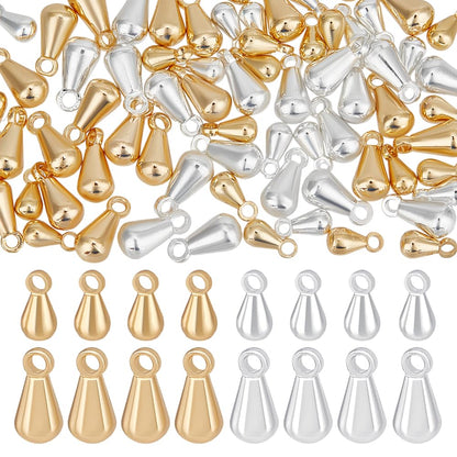 Beebeecraft 1 Box 80Pcs Teardrop Charms Dangle End Beads Extender Chain Drop Water Charms for Jewelry Making Findings