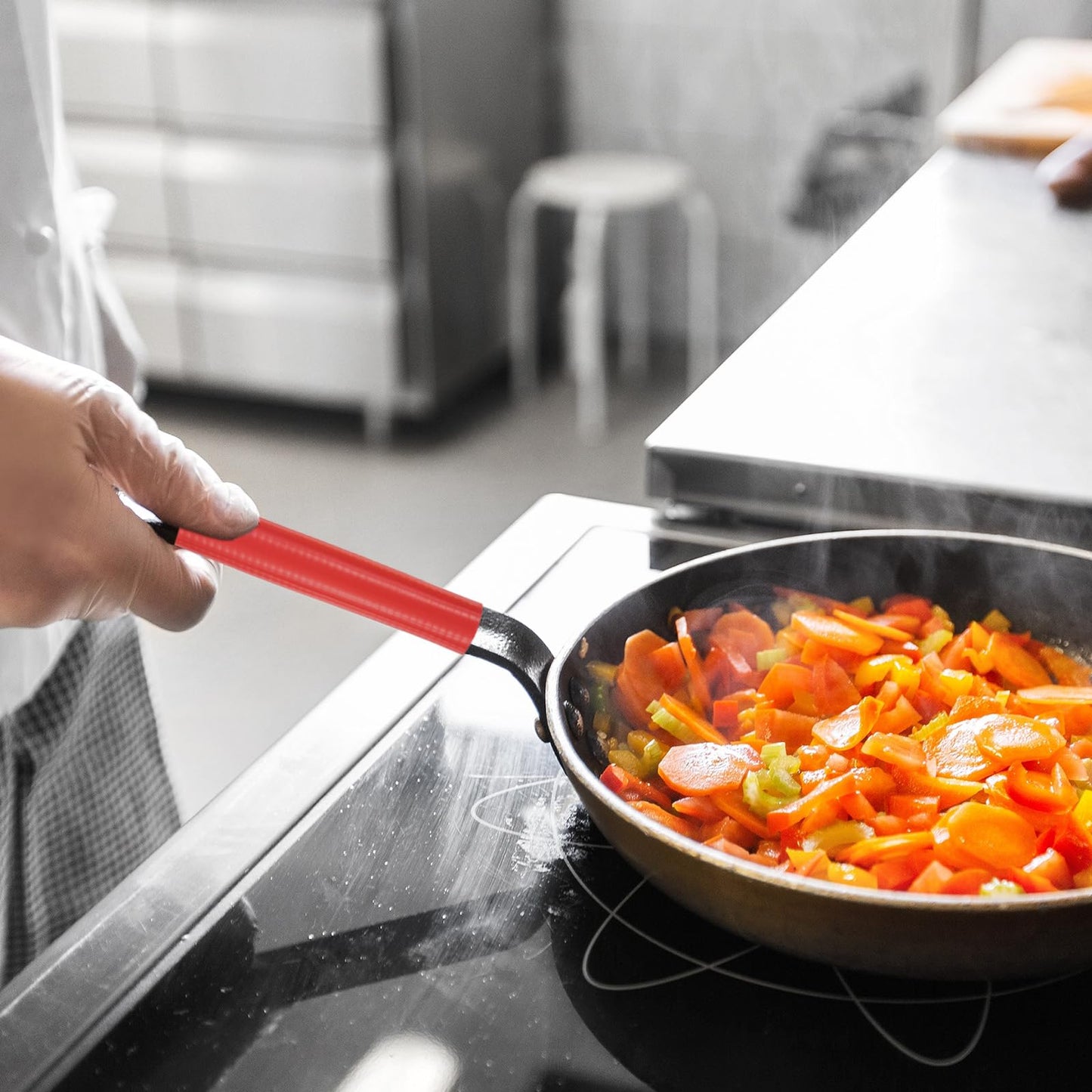 uxcell 3 Pcs Silicone Pan Handle Sleeve, Heat Resistant Potholder Pot Holders Cover Sleeve for Frying Pan Handle Spatulas, Grey (M)