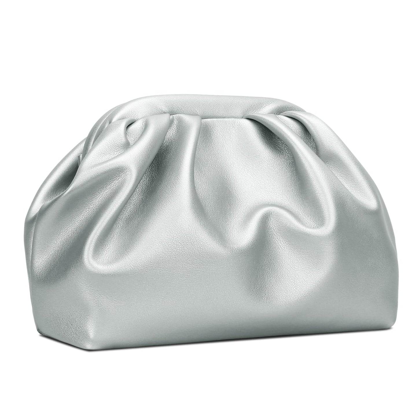 KKXIU Pleated Evening Handbag for Women Formal Clutch Purse with Removable Chain Strap Soft Wedding and Prom Bag Elegant Crossbody Clutch (Silver)