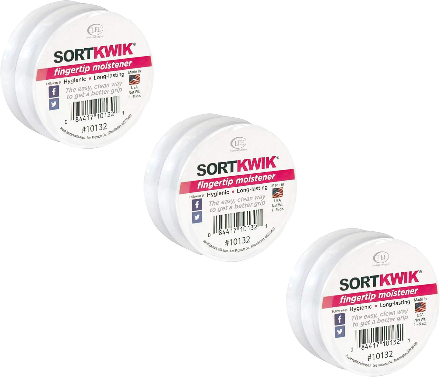 LEE 10132 Sortkwik Fingertip Moisteners, 1 3/4 oz, Pink, Sold as 6 Pack
