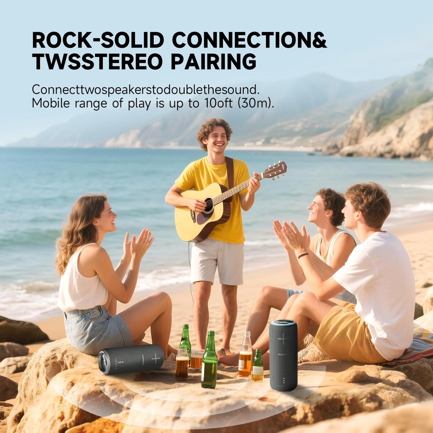 TAZATA Portable Bluetooth Speaker, 30W 360° Surround Sound IPX7 Waterproof Wireless Golf Speakers,Outdoor Loud TWS Speaker,for Beach,Party,Camping Gift,8H Playtime