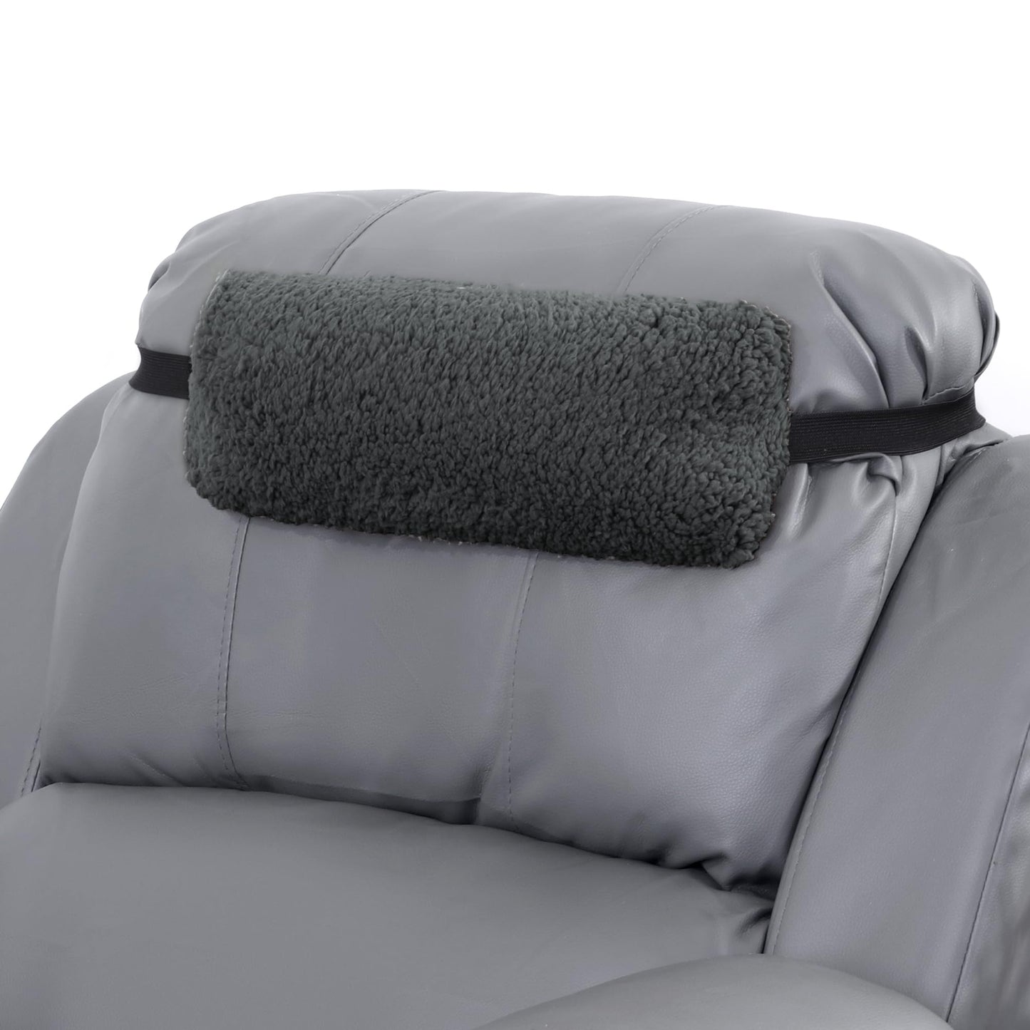 HOMBYS Sherpa Fleece Lumbar Support Pillow with Headrest for Recliner,Memory Foam Recliner Chair Cushion for Back Pain,Big High Back Support for Recliner with Chair Headrest for Elderly (Grey)