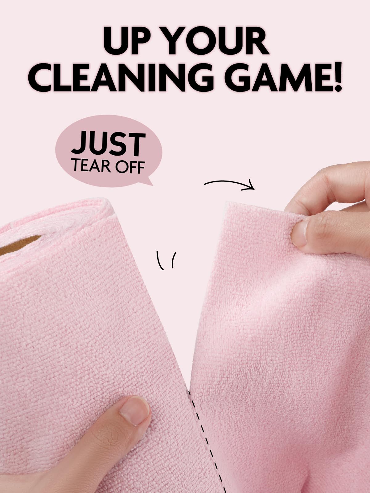 Fantasticlean Tear-Away Dish Cloth - 40 Sheets - 10'' by 10'', Reusable Washable Kitchen Towel Rolls, Super Absorbent and Thick Microfiber Cleaning Cloths (2 Rolls of Pink and Grayish)
