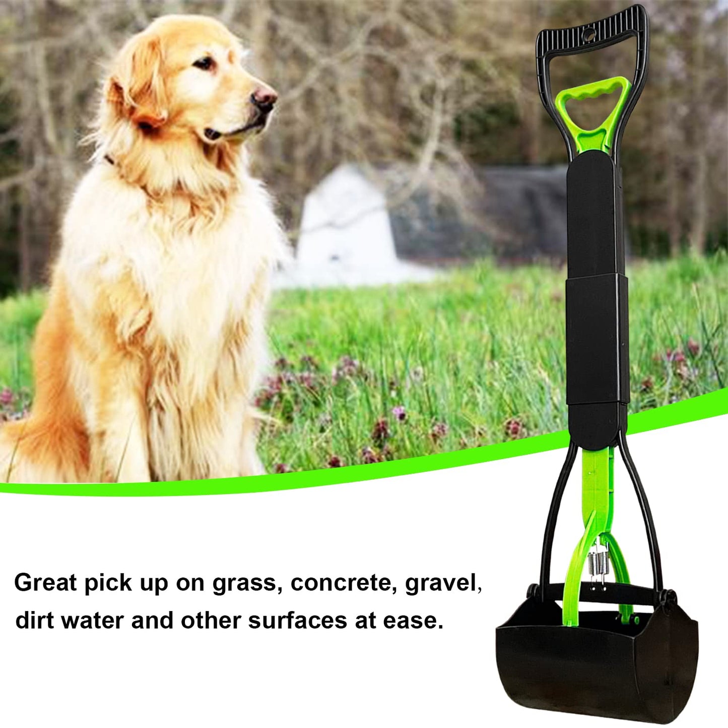 ienjoyed 28" Large Pooper Scooper for Dogs, Heavy Duty Poop Scooper for Large Medium & Small Dog, Pet Dog Pooper Scooper for Grass & Gravel Pick Up