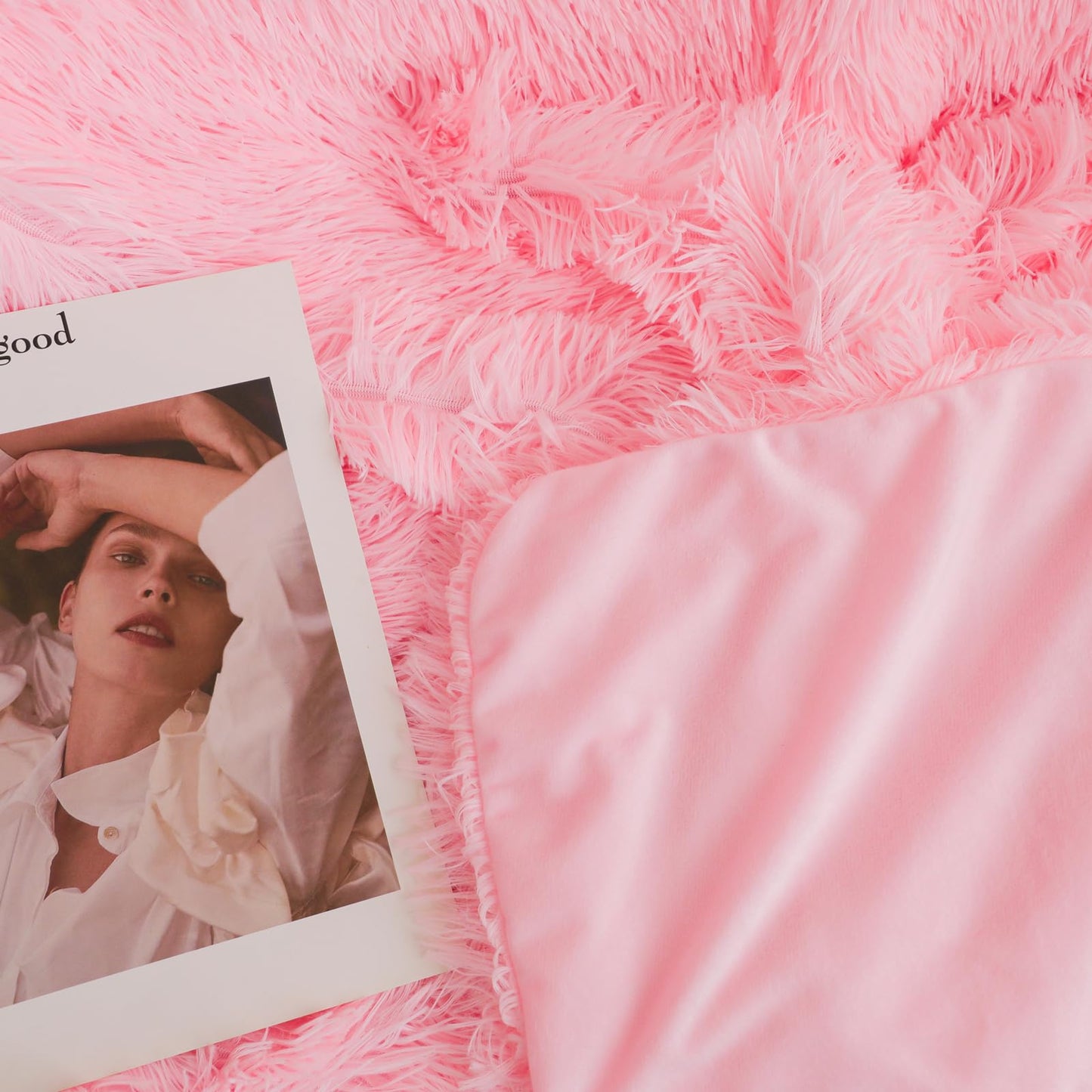 Pink Faux Fur Throw Blanket, 50" x 60" Fluffy Shaggy Plush Decorative Couch Blanket, Cute Furry Throw for Kids, Women, Men, Teen Girls