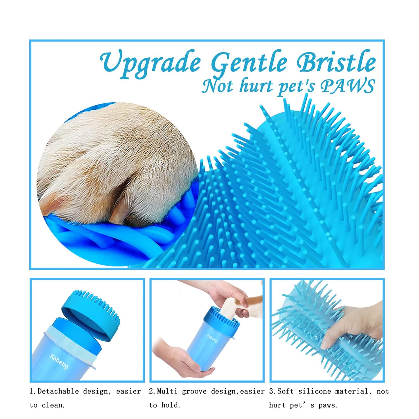 Kabetig Dog Paw Cleaner & Washer for Large/Extra Large Breeds - Muddy Paws Easy Cleaning Cup for Big Dogs - Includes 3 Absorbent Towels(Blue)