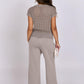 ANRABESS Women Two Piece Outfits Crochet Sheer Knit Sweater Top Wide Leg Pants Lounge Matching Sets Sweatsuit Travel Clothes light khaki X-Large