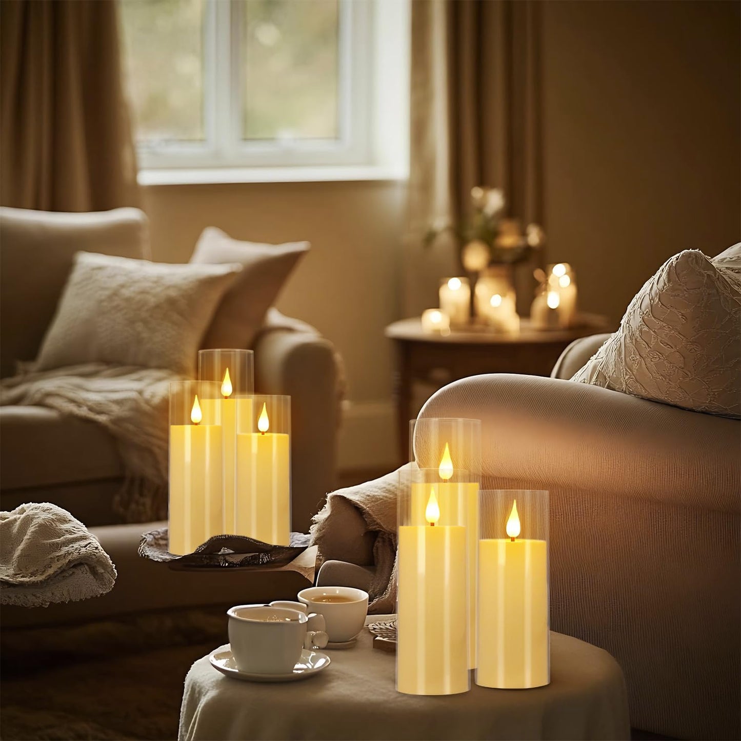 CLTNIKET 24 Pack LED Flameless Candles Set(14/16/18cm), Battery - Operated with 4 Remotes,Clear, Timer & Flickering/Steady Modes for Home décor, Wedding, Patio,Outdoor.