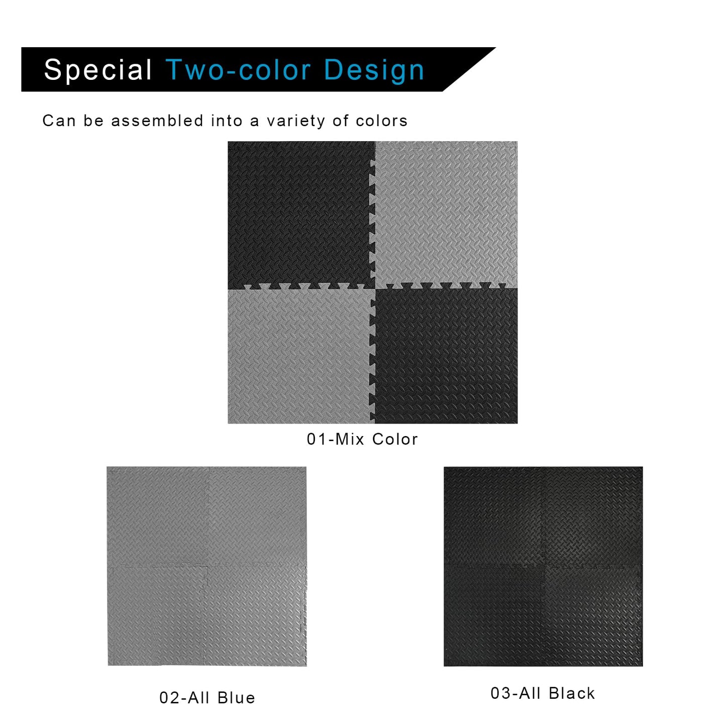 1 in Thick 48 Sq Ft EVA Foam Exercise Gym Mats 12 Pcs - Interlocking Puzzle Floor Tiles for Home Gym Heavy Workout Equipment Flooring - 24 x 24in Tile, Black & Gray