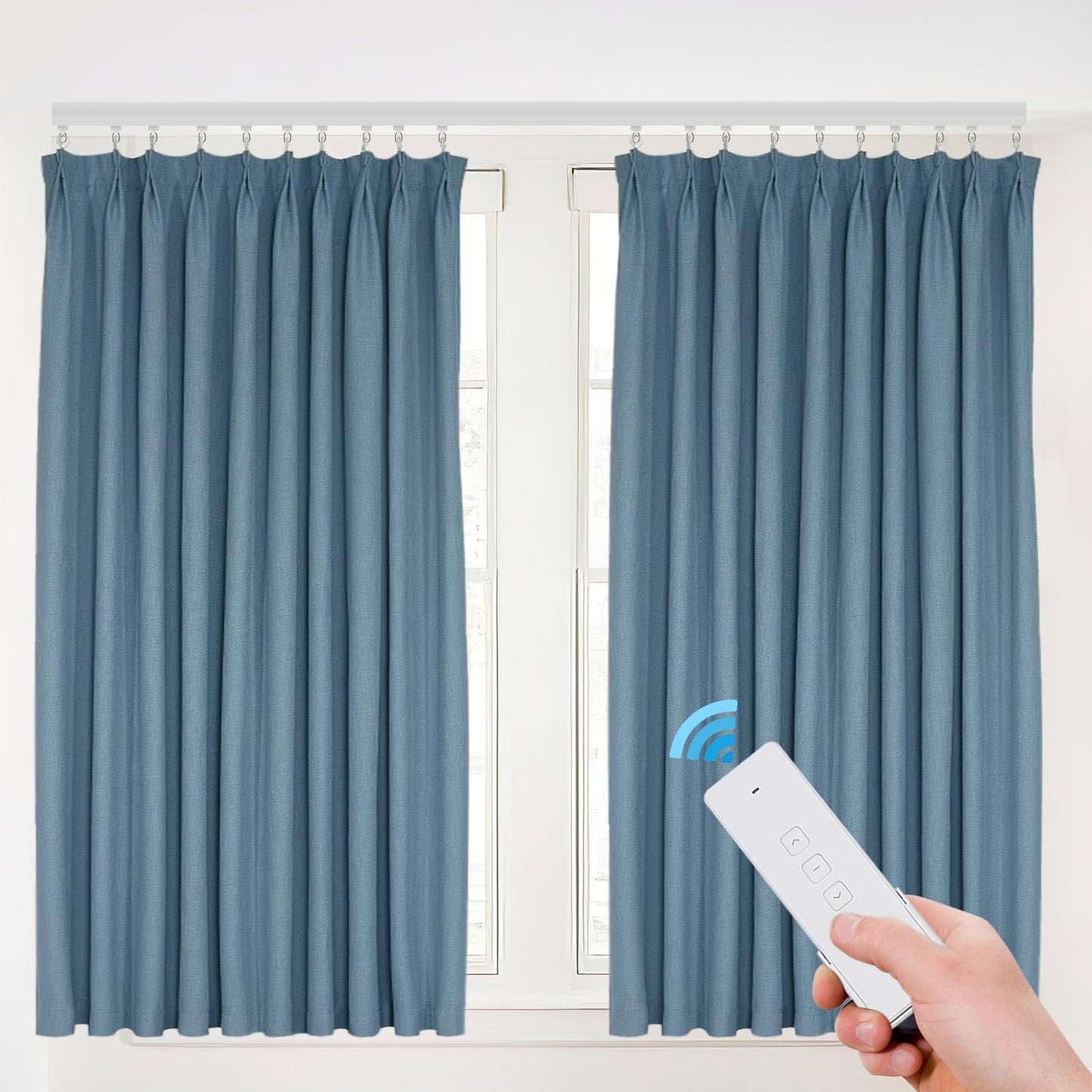 pijopang Electric Curtain Track, 7.08-13.78ft Smart Curtains Motorized Opener Curtains Rod Super Silent Motor with Remote Control compatible with Alexa, google, Siri, Apple Watch