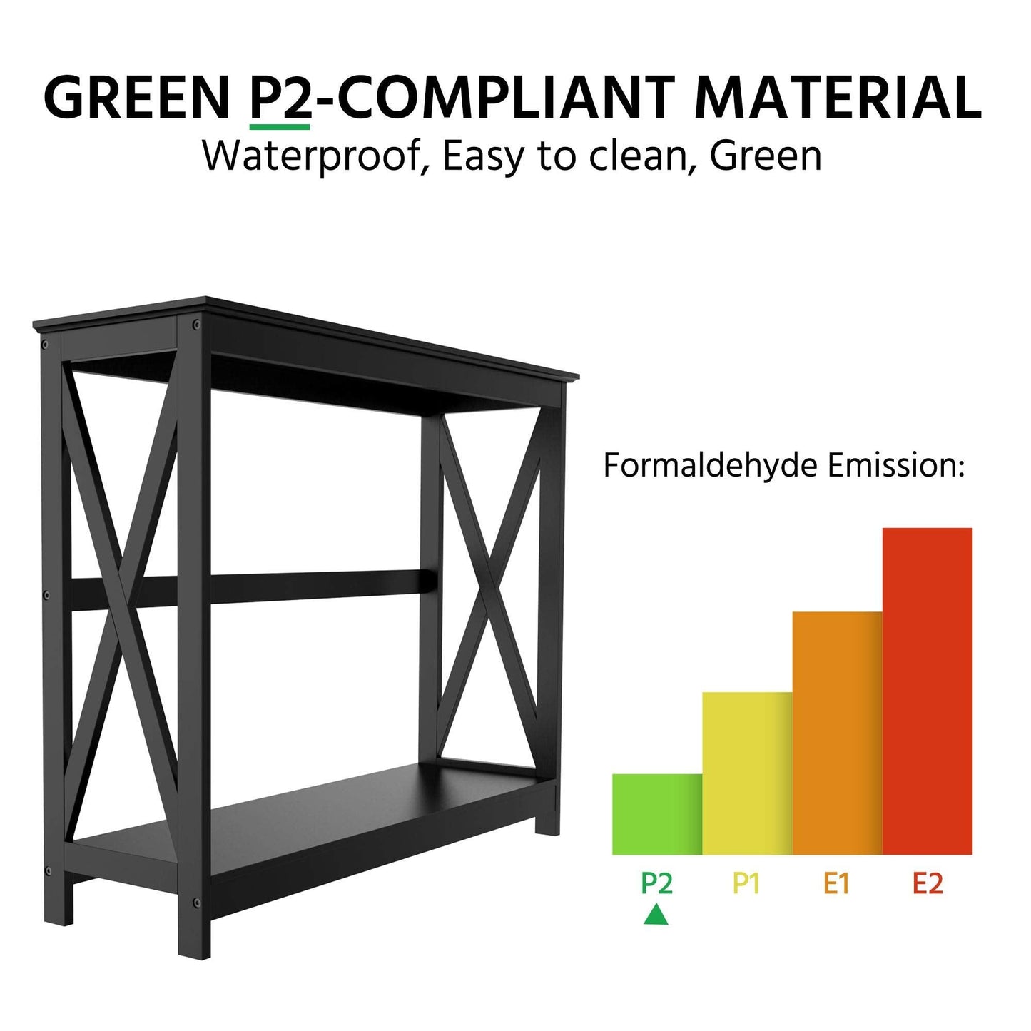 Yaheetech Console Table for Entryway, 2 Tier Entryway Table Bookshelf Accent Table w/Storage Shelf Living Room Entry Hall Foyer Table Furniture, Black,X-Design