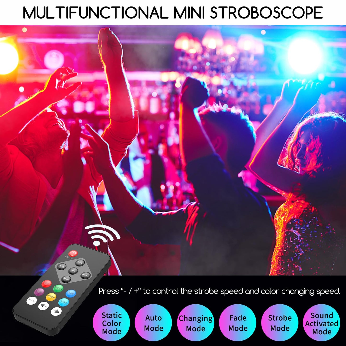 Telbum Strobe Lights, 54 Super-Bright RGB LEDs Mini Strobe Light for Parties, Halloween Strobe Lights with Remote Control, Sound Activated & Speed Control DJ Flashing Light for Room Stage Disco Party