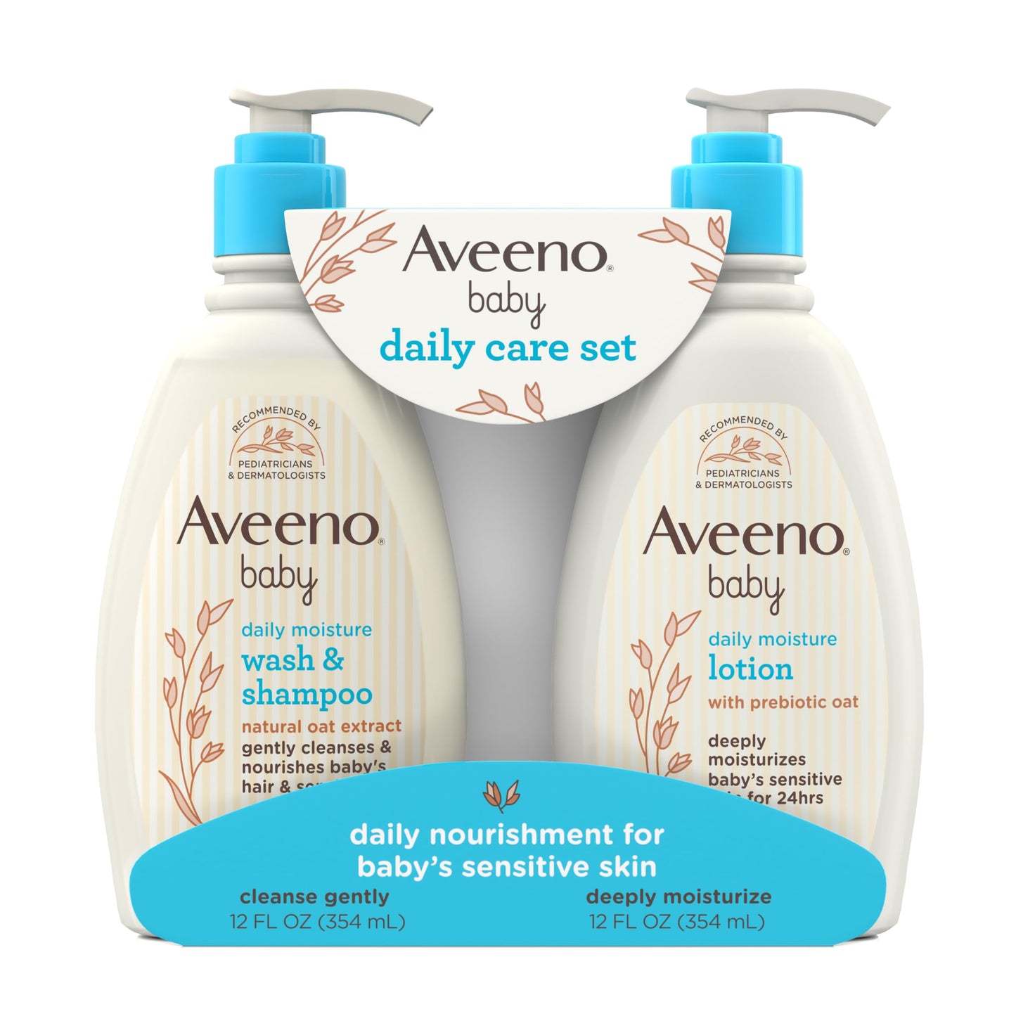 Aveeno Baby Welcome Little One Gift Set, Baby Skincare Set with Nourishing Baby Body Wash & Shampoo, Calming Bath Wash, All Over Baby Wipes, Daily Moisturizing Lotion, & Baby Balm, 5 Items