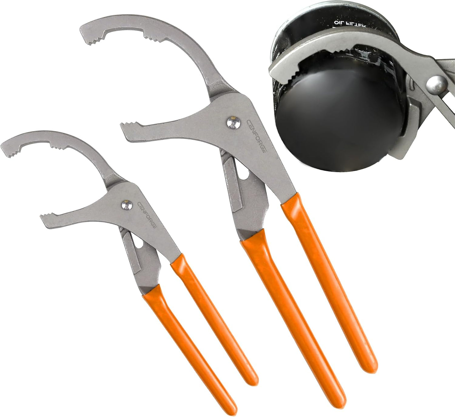 Oil Filter Wrench Set, 9" & 12" Adjustable Filter Pliers with Non-Slip Grip for Cars, Trucks, Motorcycles & Heavy Equipment (2-Piece Heavy Duty Set)