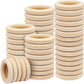 100PCS Wooden Rings for Crafting 2 inch Wood Rings for Crafts 55mm Unfinished Wood Rings Natural for DIY Crafts, Connectors Jewelry Making
