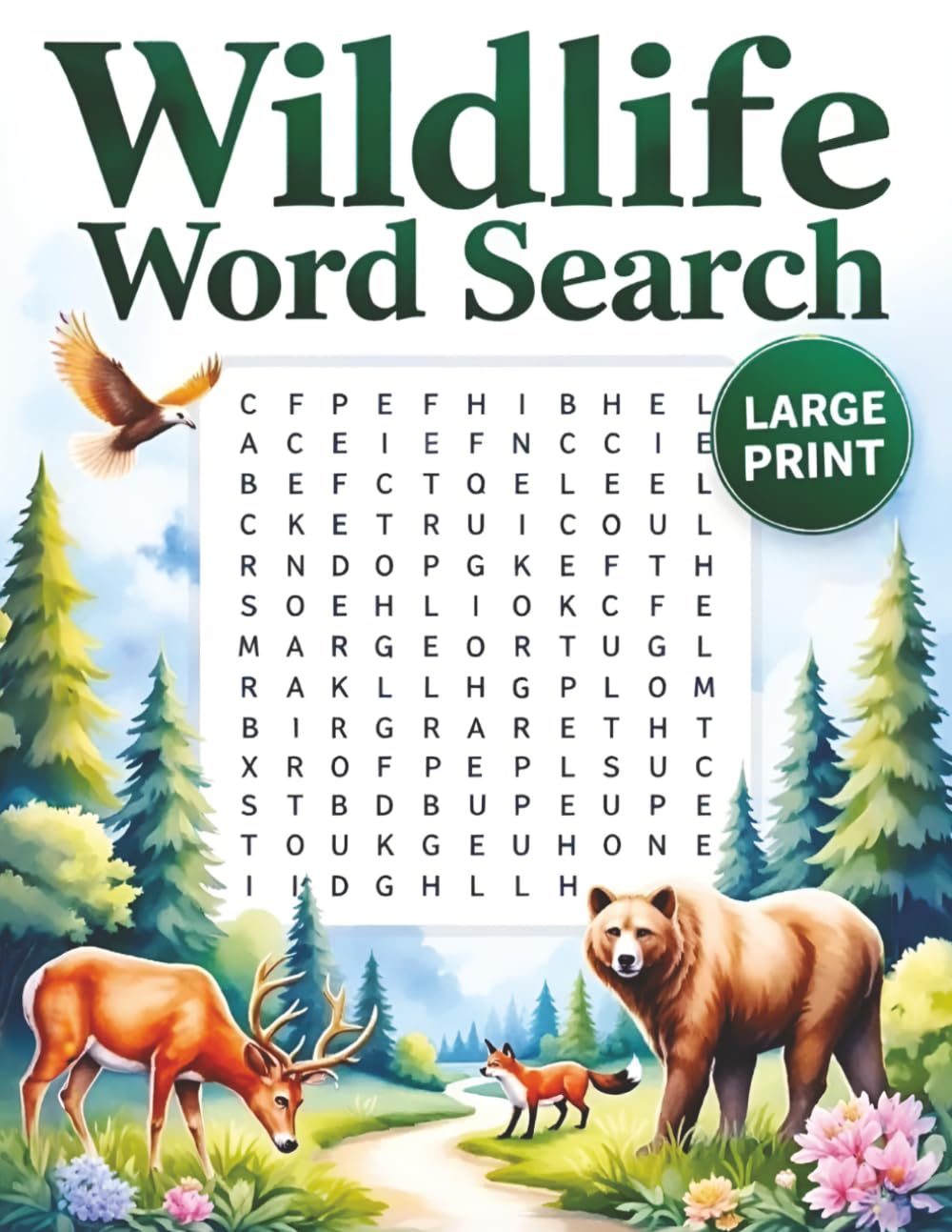 Wildlife Word Search Books for Adults Large Print Puzzle: Big Word Find Puzzles for Adults & Seniors to Keep Mind Active, Nature Activity Games for Elderly Men Women Stress Relief