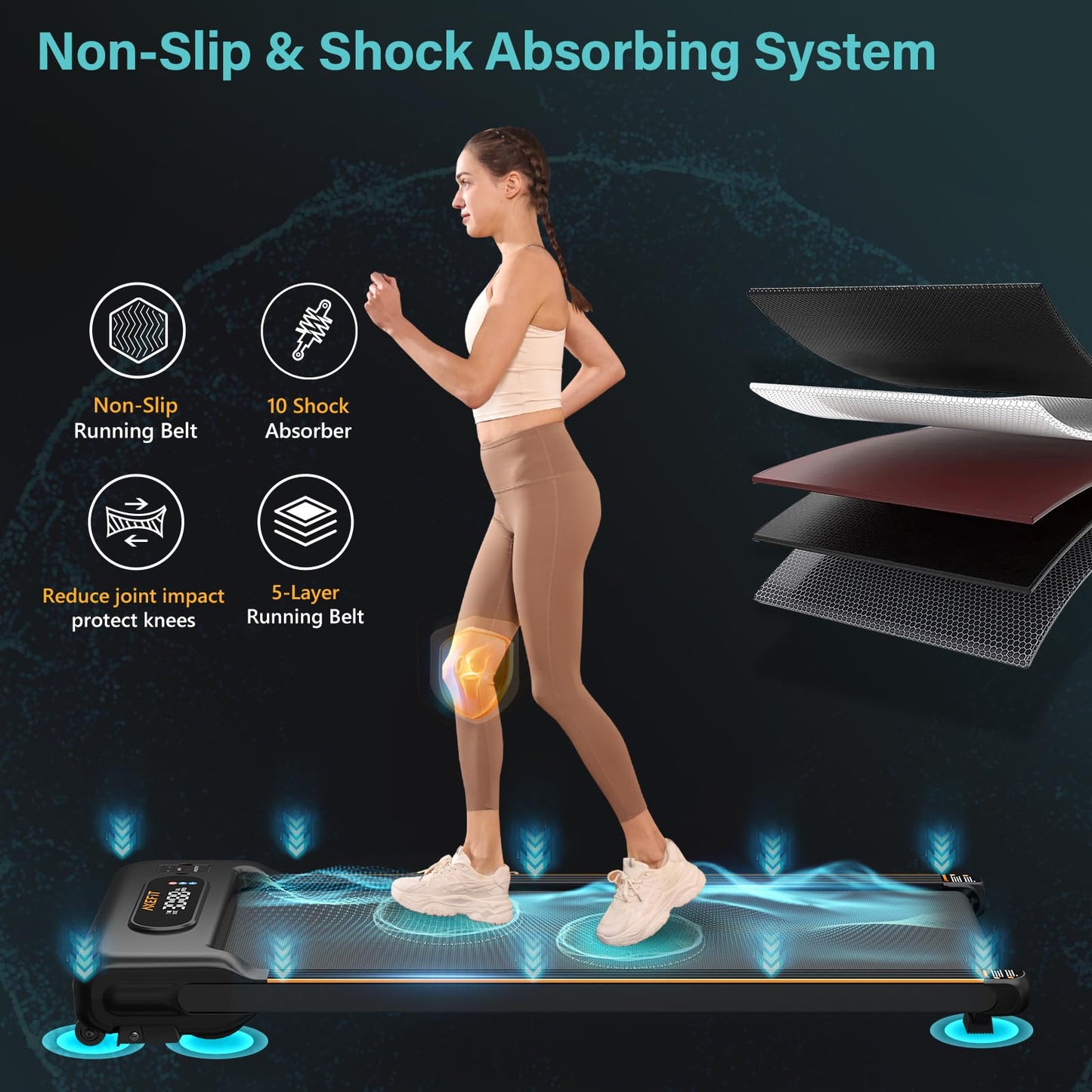 Walking Pad with Incline, Under Desk Treadmill for Home Office, 2.5HP Portable Treadmills with Panel & Remote Control, 4 in 1 Walking Running Machine Manual Incline, Compact Treadmill 265LB Capacity