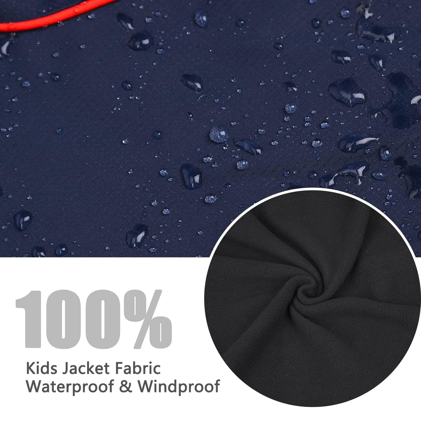 ENDIRAD Kids Rain Jackets for Boys Size 5t-6t, Lightweight Windproof Raincoat - Hooded Spring Jackets, Warm Fleece Winter Coat for Kids (Navy)