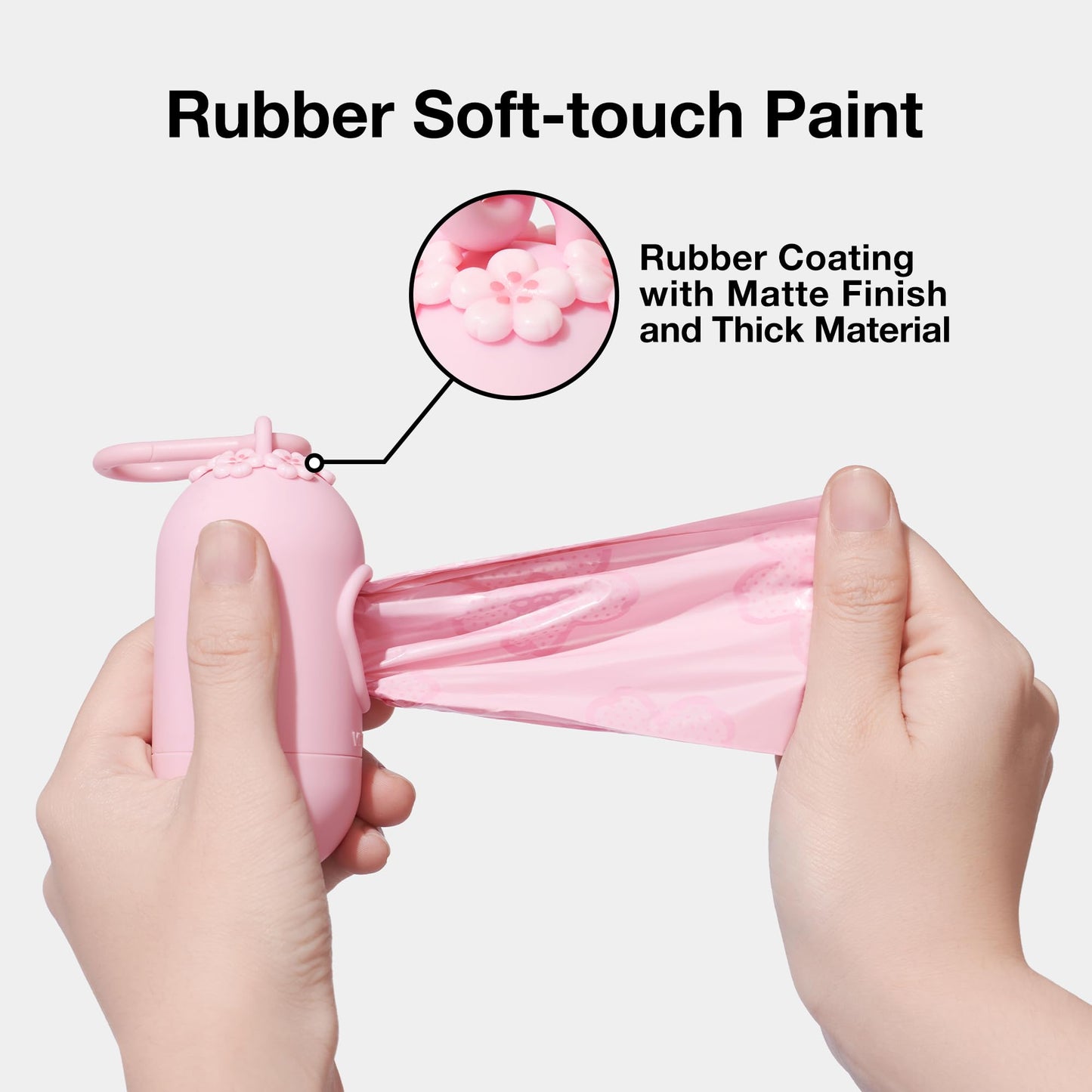 VETRESKA Dog Poop Bag Dispenser with Cherry Blossom Scented Poop Bags, Leak Proof and Extra Thick Pet Waste Bags, 1 Poop Bag Holder and 105 Bags for Dog Walking and Cats Litter, Pink