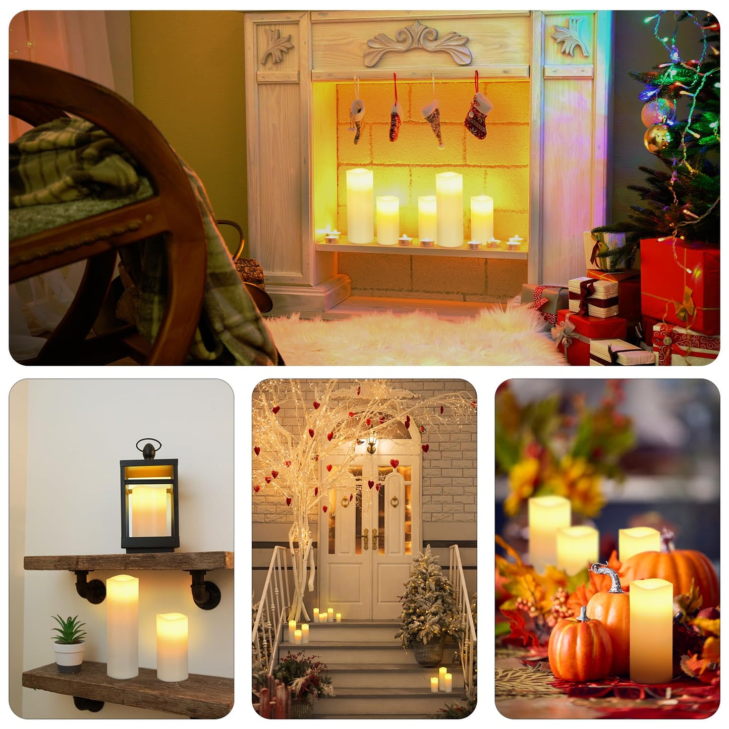 Unieasy Flameless Candles Battery Operated LED Candles with Timer and Remote, Pack of 9 Real Wax Pillar Candles Flickering Candle for Home & Holiday Romantic Decor,(H4.5"4.9"5.8"6.8"7.9"8.6" x D2.3")