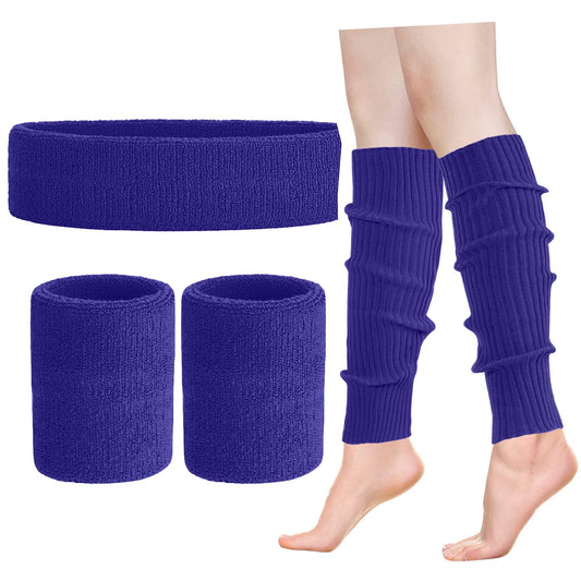 Leg Warmers for Women 80s Headband Wristbands Neon Leg Warmers Set for Sport Yoga - 80s Workout Clothes 90s Outfit for Women