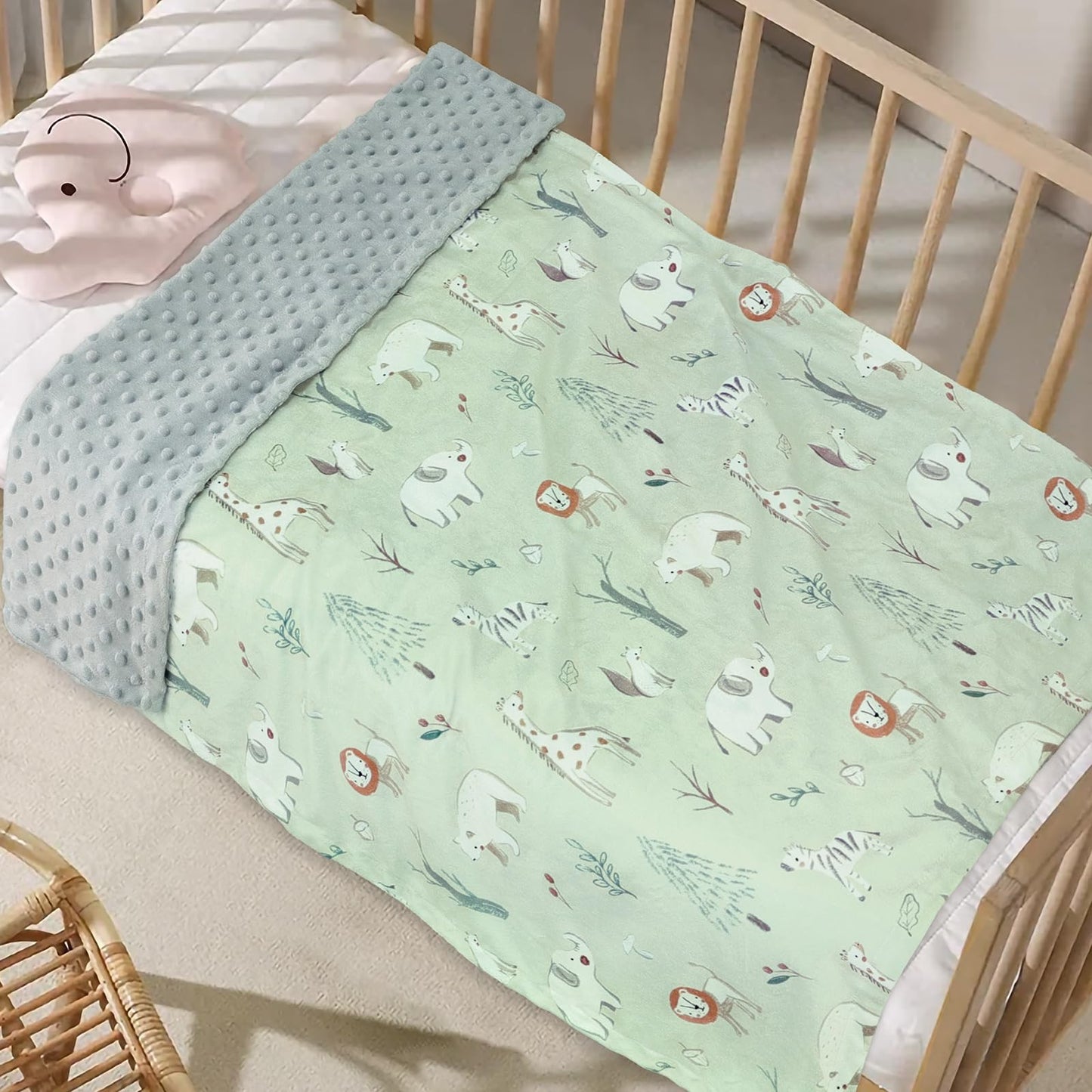 BORITAR Baby Blanket for Boy Girls Soft Lightweight Minky Blanket with Double Layer Dotted Fleece Backing for Toddler Infant Newborn with Lovely Woodland Animal Design, 30 x 40 Inch