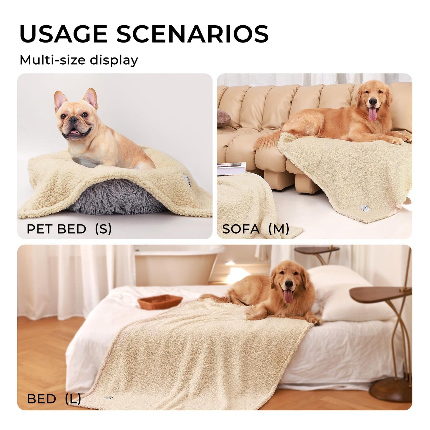 Luciphia Premium Fleece Dog Puppy Blanket Soft Pet Sherpa Calming Cat Blanket Throw for Small Medium Dog Cat(Beige,30x20 inches)