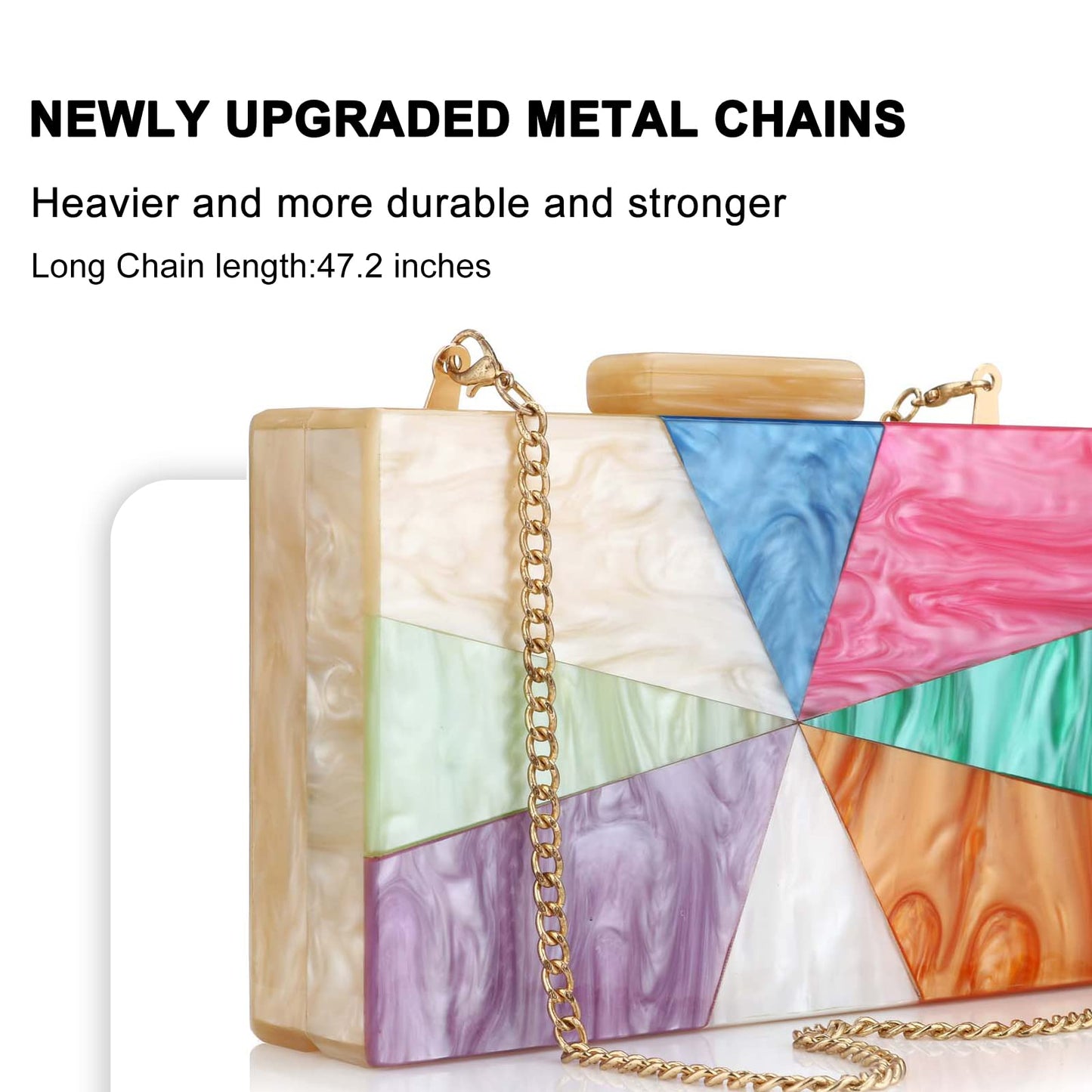 YYW Acrylic Clutch Purses for Women Formal Multicolor Marble Evening Bag Box Handbag (Champagne)