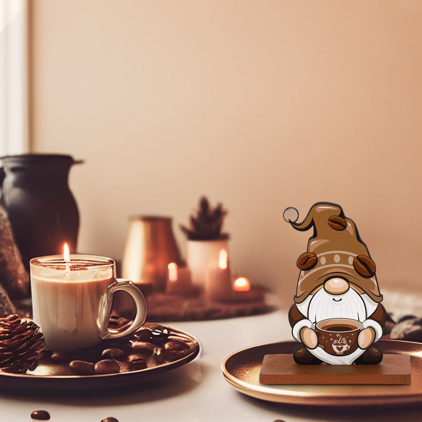 Blulu 5 Pieces Coffee Bar Decor Sign Farmhouse Coffee Bar Wood Signs Rustic Cafe Wooden Table Centerpiece Cafe Table Tiered Tray Decor for Home Kitchen Decorations