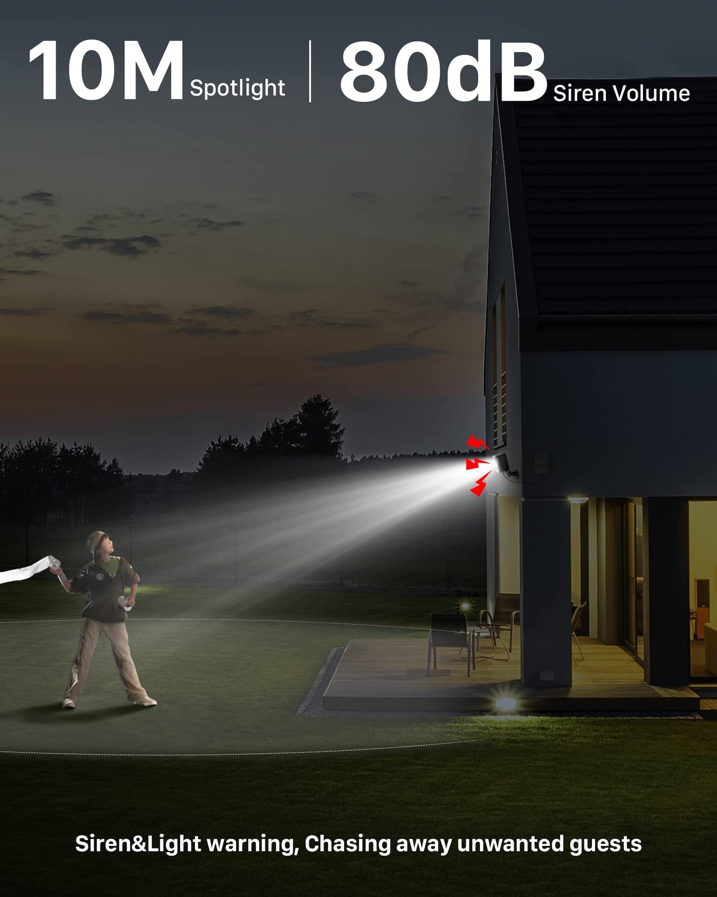 IHOXTX Security Cameras Wireless Outdoor: Cameras for Home Security WiFi Camera with Solar Panel Battery Powered Surveillance System Kit Motion Sensor Alarm Floodlight Night Vision IP66 Waterproof