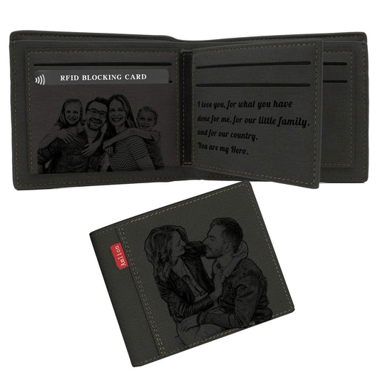 Amlion Custom Engraved Wallet,Personalized Photo RFID Wallets for Men,Husband,Dad,Son,Personalized Gifts