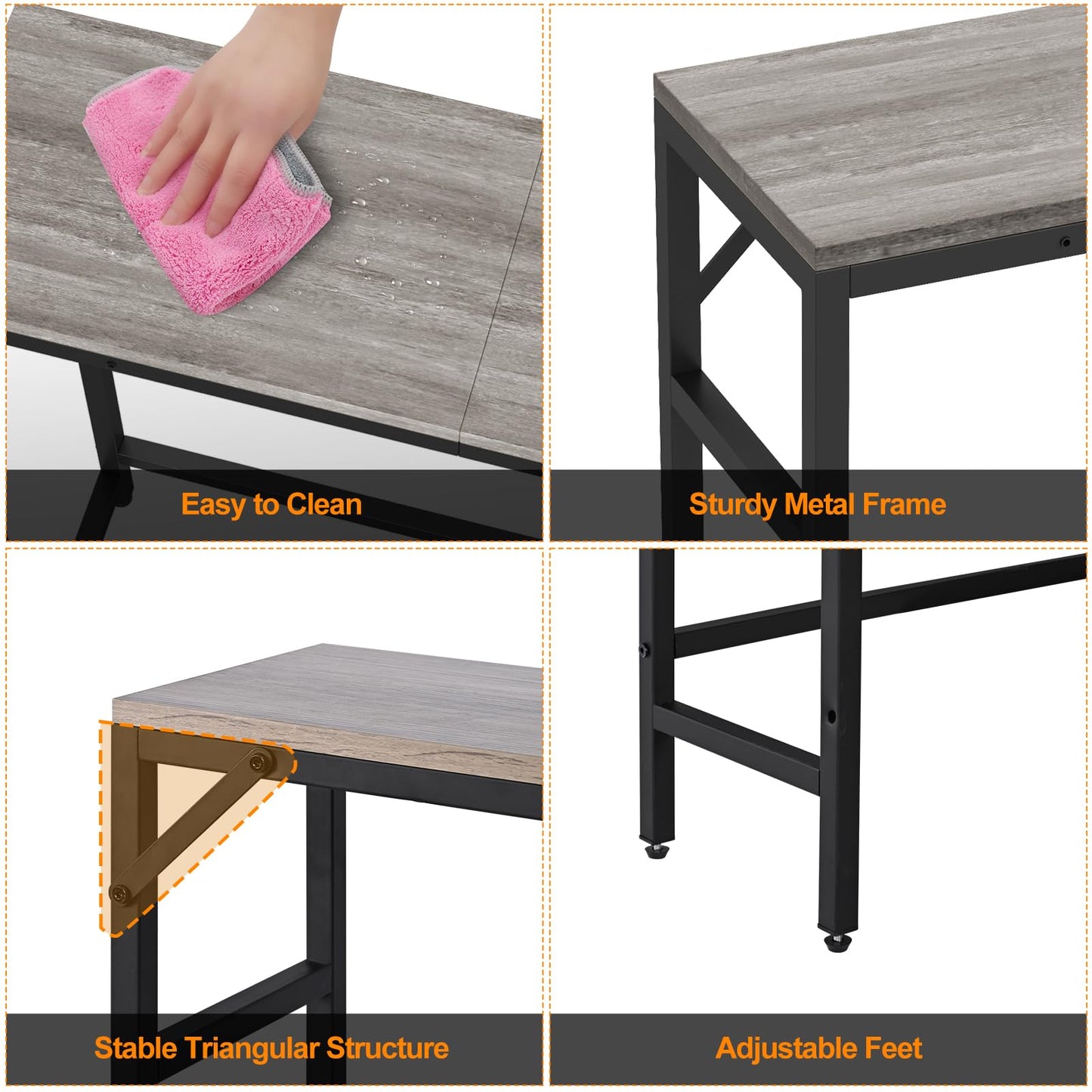 Livofloral Narrow Console Table, 29.5" Small Entryway Table, Sofa Table with 2 Support Bar, Industrial Couch Table, Thin Side Table, Display Tables for Living Room, Hallway, Bedroom, Foyer, Grey