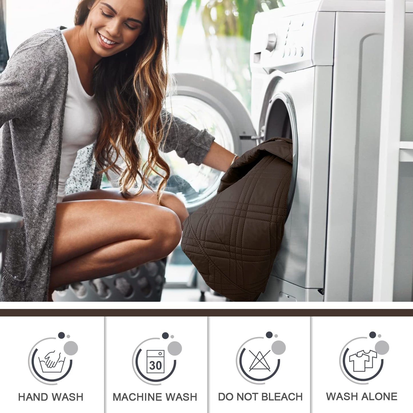 TAOCOCO 100% Waterproof Recliner Chair Cover, Non Slip Covers for Recliner Chair with Pocket, Washable Reclining Chair/Furniture Protector for Kids, Pets(23.6'', Chocolate)