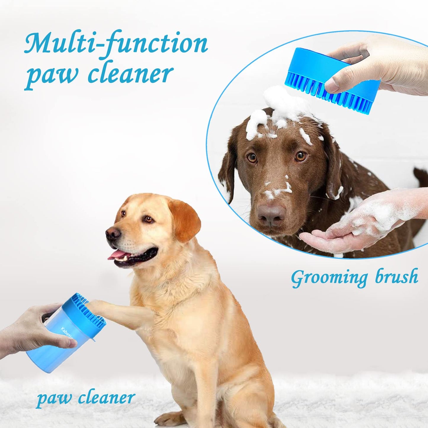 Kabetig Dog Paw Cleaner & Washer for Large/Extra Large Breeds - Muddy Paws Easy Cleaning Cup for Big Dogs - Includes 3 Absorbent Towels(Blue)