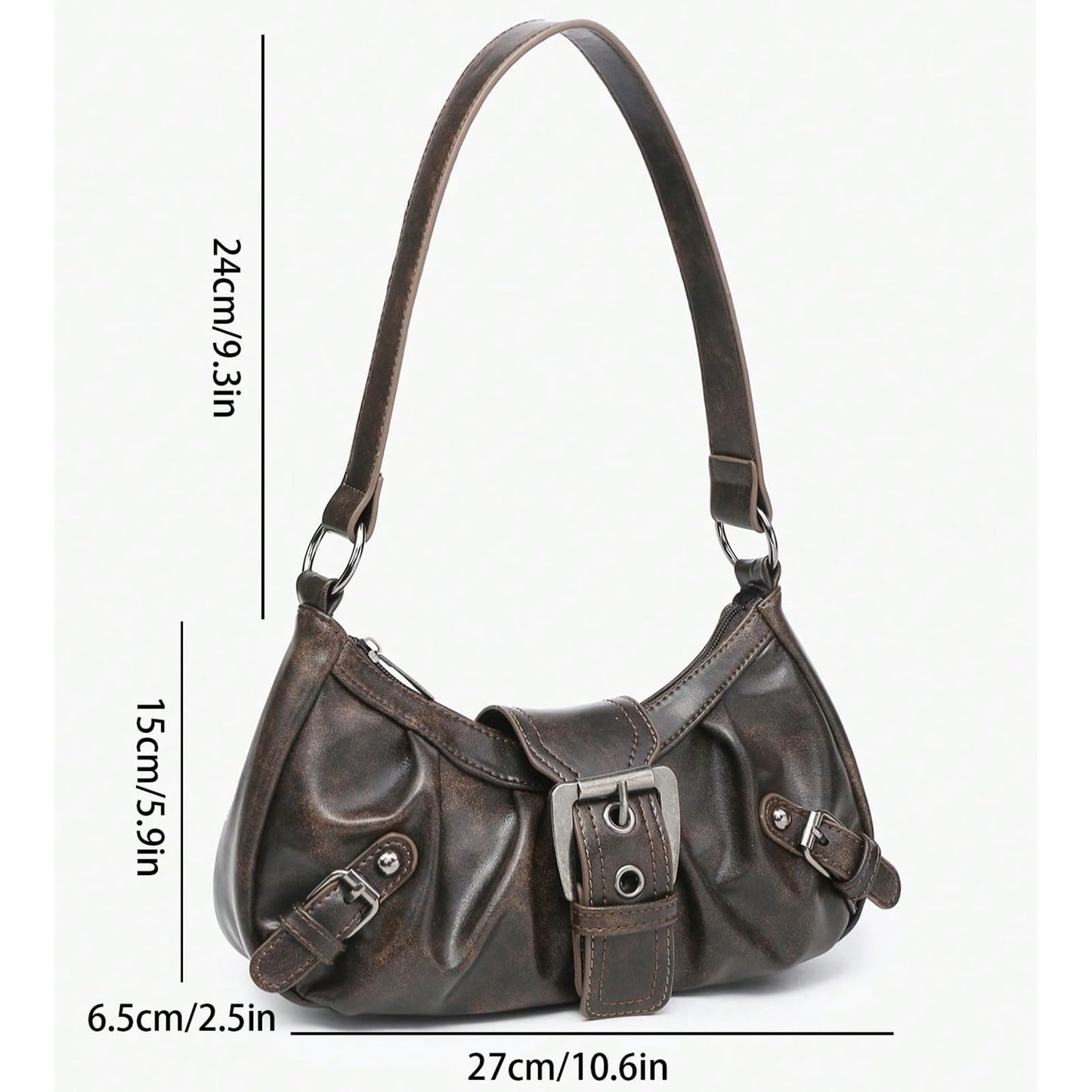 Shoulder Bag for Women Top Handle Handbag Purse Y2K Hobo Clutch Small Punk Purse Trendy, Coffee