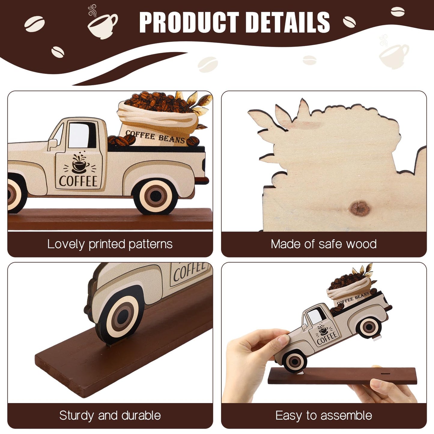 Blulu 5 Pieces Coffee Bar Decor Sign Farmhouse Coffee Bar Wood Signs Rustic Cafe Wooden Table Centerpiece Cafe Table Tiered Tray Decor for Home Kitchen Decorations