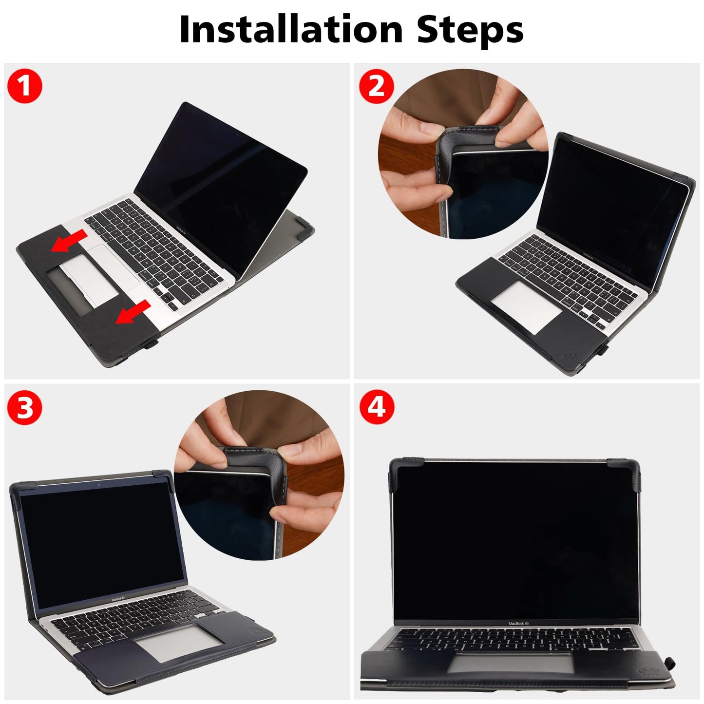 TYTX Compatible with MacBook Air 13 Inch Leather Case, for Model A2337 M1 A2179 A1932 2018-2021 Retina Display Touch ID, PU Leather Laptop Case with Pocket for Papers and Pen Holder, Brown