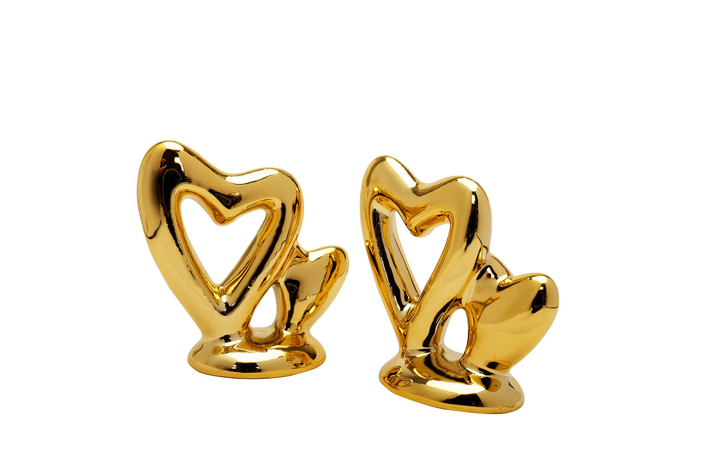Dawbun Gold Small Animal Statue Heart Statue Decor Modern Style Ceramic Gold Heart Animal Figurines Statues for Home Decor Accents Living Room Office Table Bookshelf Desk Bedroom Decorative Objects