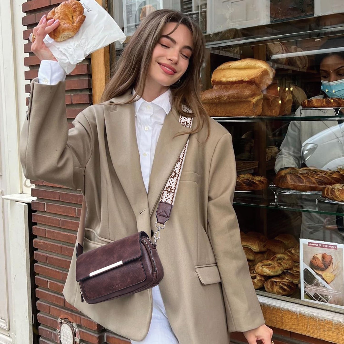 Roulens Crossbody Bags for Women Small Crossbody Wallet Purses with Card Slots Leather Shoulder Handbags Travel/Daily Use