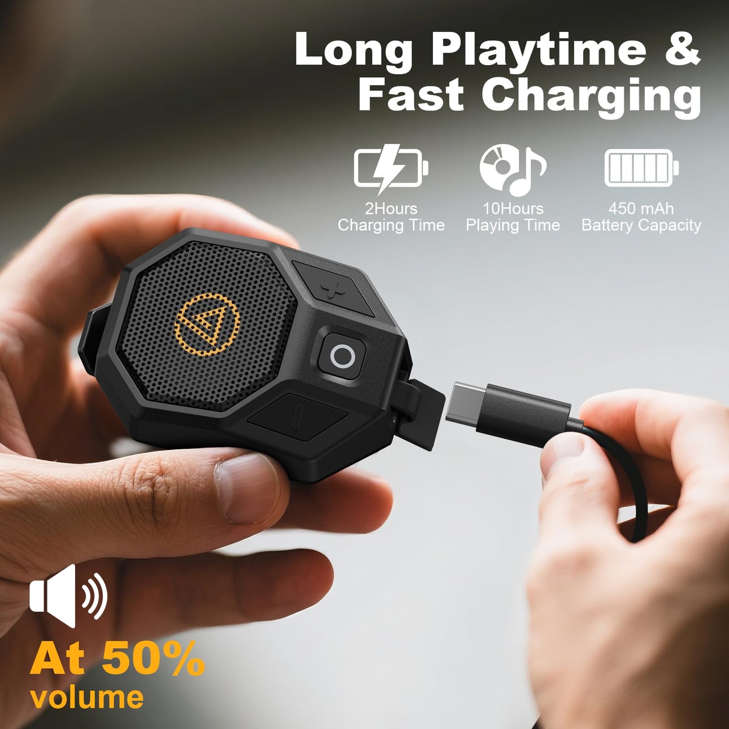 LOBKIN Wearable Bluetooth Speaker, Clip On Mini Portable Speakers,Wireless Bluetooth 5.4 Built-in Mic IPX5 Waterproof Compact Hands-Free Calls for Jobsite Work,Outdoor Activities