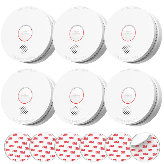 SITERLINK Smoke Detectors,UL217-9th Listed Smoke Alarms with Replaceable Battery,Photoelectric Sensor Smoke Detector with Test-Silence Button,Fire Detectors for Home,House,GS509A 6-Pack