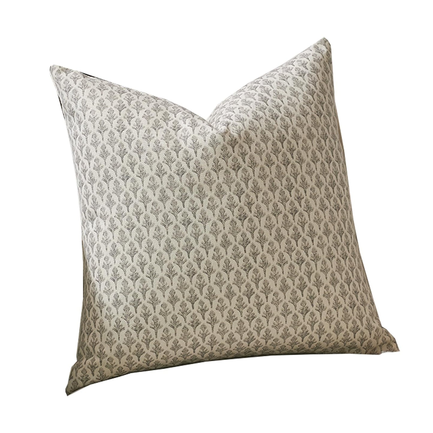 FIOUOVO Floral Pillow Covers 18x18 Pillow Cover Block Print Couch Pillows for Living Room Decorative Neutral Accent Throw Pillow Covers, 1PC, Light Taupe